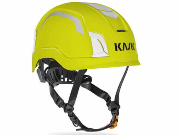 The KASK Zenith X2 Hi-Viz Helmet is a high-quality safety helmet for work-at-height applications with a high visibility fluorescent color shell.